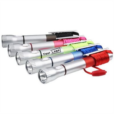 Flashlight With Pen And Lanyard