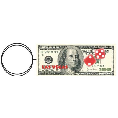Las Vegas Dice $100 Bill Key Chain w/Clear Mirrored Back (3 Square Inch)