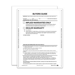 PEEL n SEAL™ English Exterior No Lines Implied Warranty Buyers Guide Window Sticker