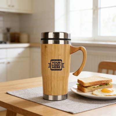 Eco Bamboo Insulated Travel Mug With Leakproof Lid
