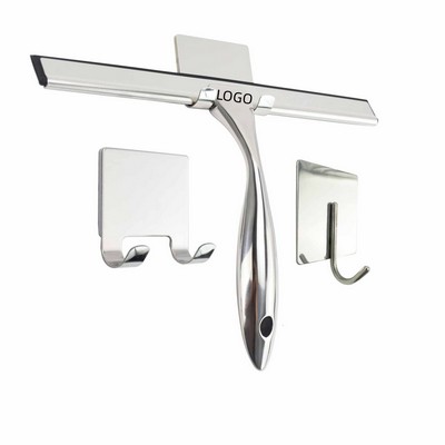 10" Stainless Steel Shower Squeegee with Adhesive Hooks