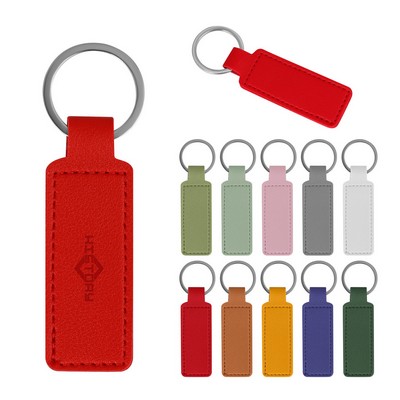 Debossed Custom Rectangular Pu Leather Keychain