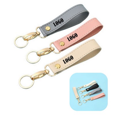 Custom PU Leather Car Keychain With Metal Hardware