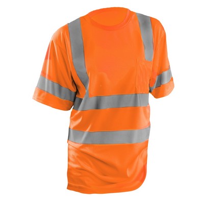 Occunomix LUX-SSETP3B SHORT SLEEVE DUAL STRIPE WICKING BIRDSEYE T-SHIRT w/POCKET