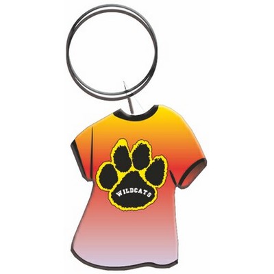 Paw Print T-Shirt Key Chain w/Clear Mirrored Back (4 Square Inch)