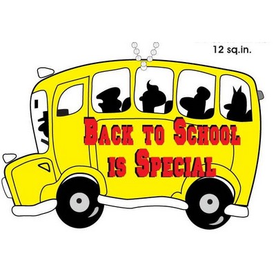 School Bus w/ Slogan Promotional Key Chain w/ Black Back (12 Square Inch)