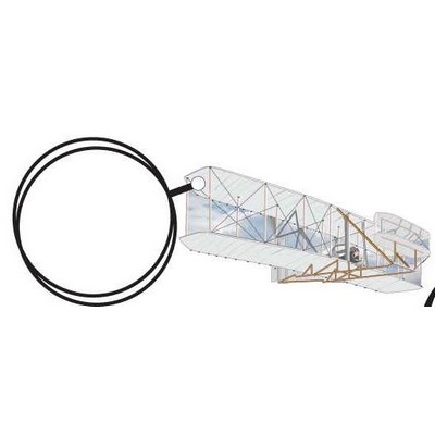 White Bi-Plane Executive Keychain w/Mirrored Back (2 Square Inch)
