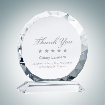 Sunflower Circle Optical Crystal Award Plaque w/ Base (Large)