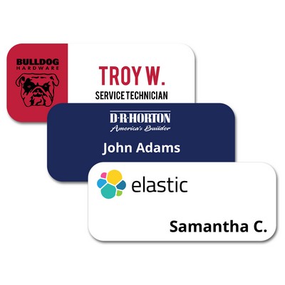 3" x 1 1/4" Glossy Plastic Name Badge w/Full Color Imprint & Personalization