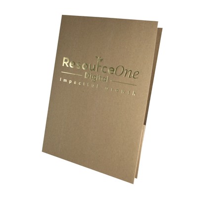 Quick Ship Foil Stamped 100% Recycled Pocket Folder on Eco Brown Kraft