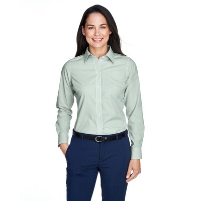 Devon and Jones® Women's Crown Collection® Banker Stripe Long Sleeve Woven Dress Shirt