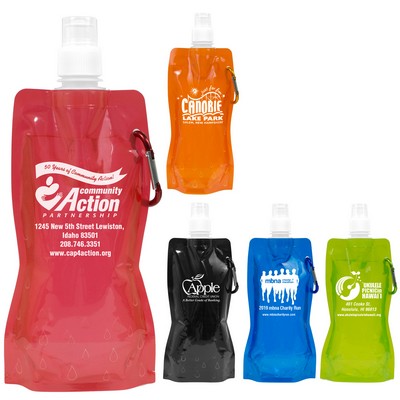 "Roll Up" 18 Oz. Foldable & Reusable Water Bottle w/Matching Carabiner (Overseas)