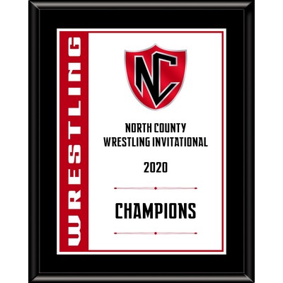 7" x 9" Black Matt Board Varsity Plaque with Full Color Imprint