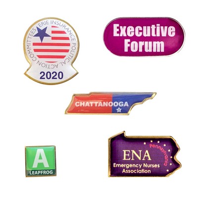 USA Made Metal Lapel Pin w/Epoxy Dome Full Color