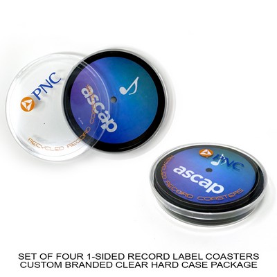 1-Sided Record Label Coasters - Sets of 4 - Custom Hard Case
