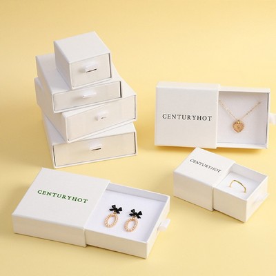 3.5" Solid Color Cardboard Jewelry Box Sponge Filled Gift Box Drawer Display Kraft Box