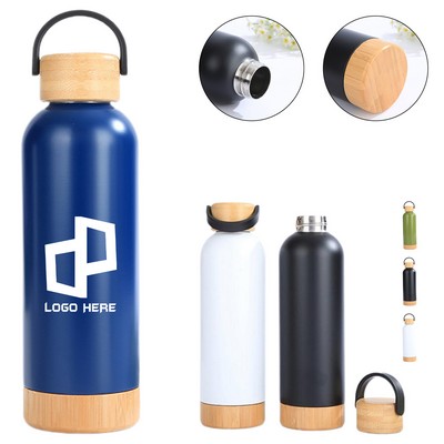 18Oz Sport Water Bottle W/ Bamboo Lid And Bottom
