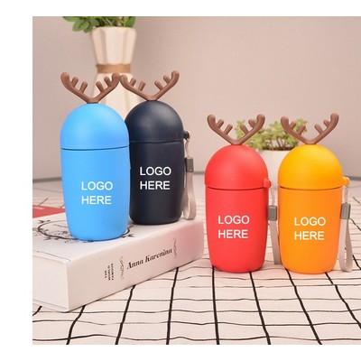 9 Oz. Christmas Reindeer Glass Water Bottle