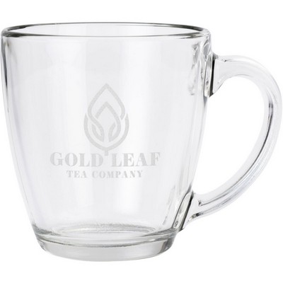 Etched Tapered Glass Mug 15.5 Oz