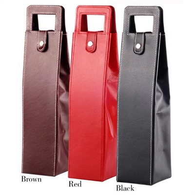 Reusable Leather Wine Tote Bag