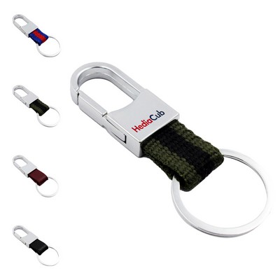 Leather Key Chain Ring With Carabiner