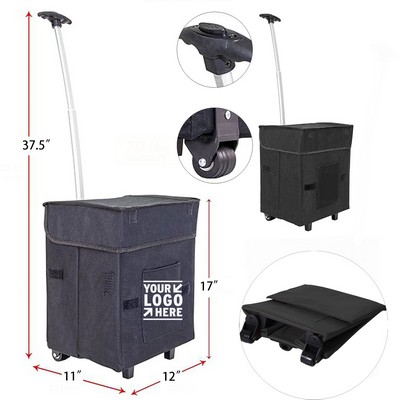35L Foldable Rolling Utility Cart with Large Capacity
