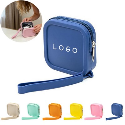 Silicone Coin Purse With Wrist Strap Makeup Storage Bag