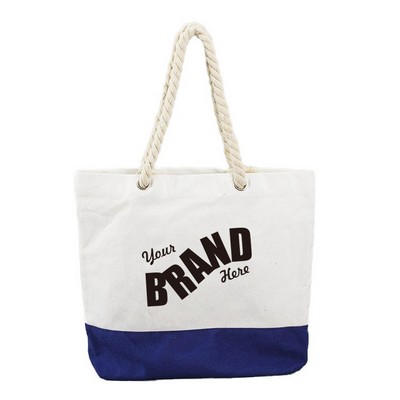 Two Tone Canvas Tote Bag w/ Cotton Rope Handle