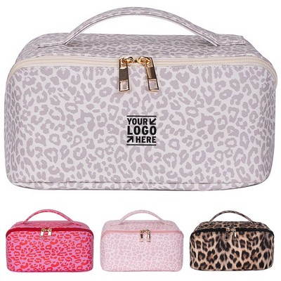 Vintage Leopard Print Cosmetic Organizer