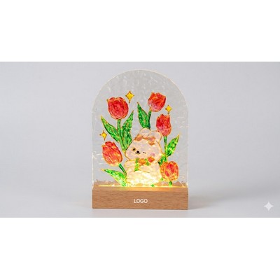 DIY Water-Ripple Glass Painting Night Light Kit Hand-Painted Acrylic Board Art Set LED