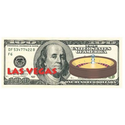 Vegas Roulette Table On $100 Bill Magnet w/ Full Magnetic Back (4")