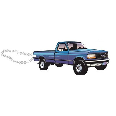 Blue Pick Up Truck Promotional Key Chain w/ Black Back (4 Square Inch)