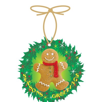 Gingerbread Man & Wreath Ornament w/ Mirrored Back (10 Square Inch)