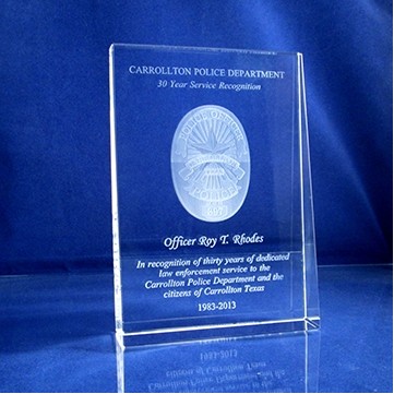 Optical Crystal Horizontal Wedge Plaque (7"x5"x1 1/2")