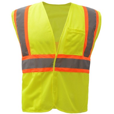Economy 2-Tone Class 2 Lime Green Safety Vest w/Hook & Loop Closure