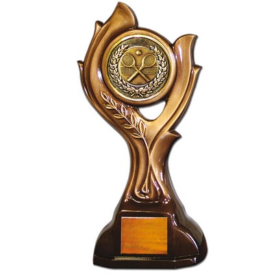 Stock 15" Victory Trophy- With 2" Tennis Coin With Engraving Plate