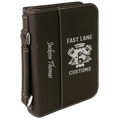 Black/Silver Leatherette Book Cover (6.75" x 9.25")