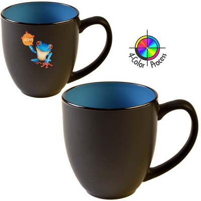14.5 Oz. 2 Tone Satin Black & Sky Blue 4 Color Process Bistro Mug - Dishwasher Safe
