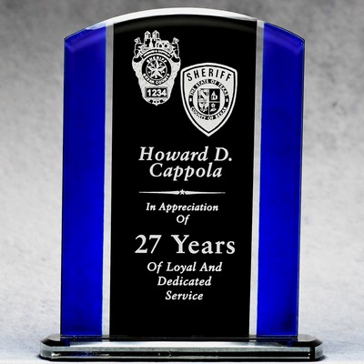 Economy Black And Blue Glass Plaque - 7.25"
