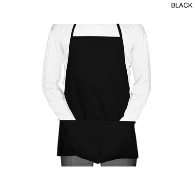 Domestic made Shorter Length Twill Bib Apron, (19"x24"), 2 Pockets, Blank Only