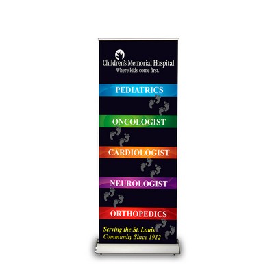 Genesis 34" Retractable Banner - Full Color, Silver Stand- Poly Film