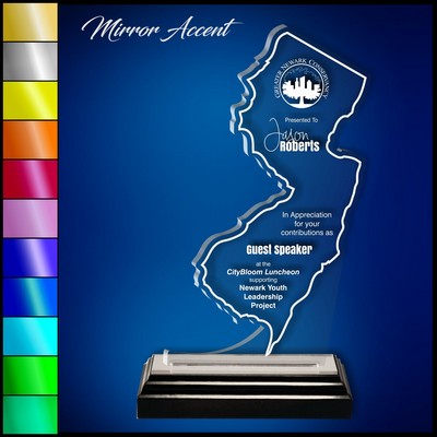 12" New Jersey Clear Acrylic Award with Mirror Accent