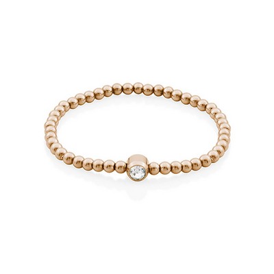 CJ Steelx "Mom and Me" Beaded Stretch Bracelet with 5mm Crystal - Rose Gold - 6"