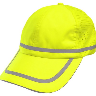Reflective Apparel™ Hi-Vis Adjustable Safety Baseball Hat-Cotton Sweatband-Fluorescent Yellow-Green