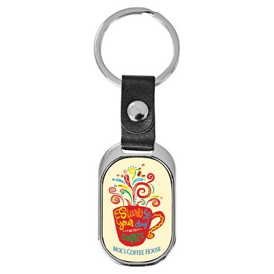 Metal Keychain with Insert and Leather