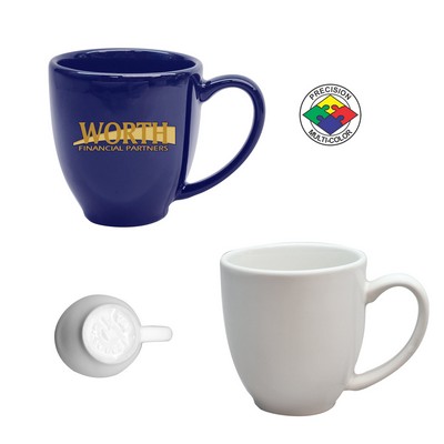 16 oz White USA made Vitrified Bistro Mug - Dishwasher Safe - Presicion Spot Color