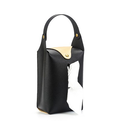Hanging PU Leather Car Sun Visor Tissue Holder