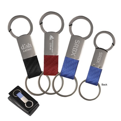 Gunmetal Faux Leather Clip-On Key Chain