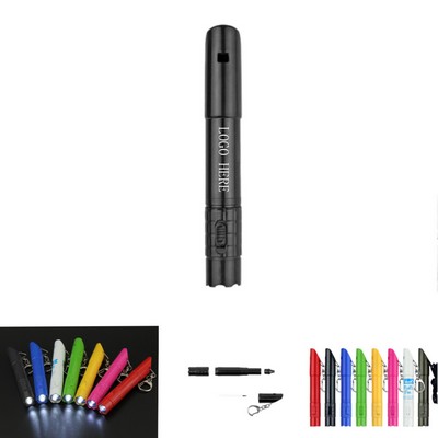 3-in-1 Mini Flashlight w/ Whistle & Ballpoint Pen