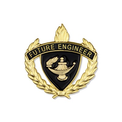 1" Wreath with Lamp of Learning Future Engineer Lapel Pin